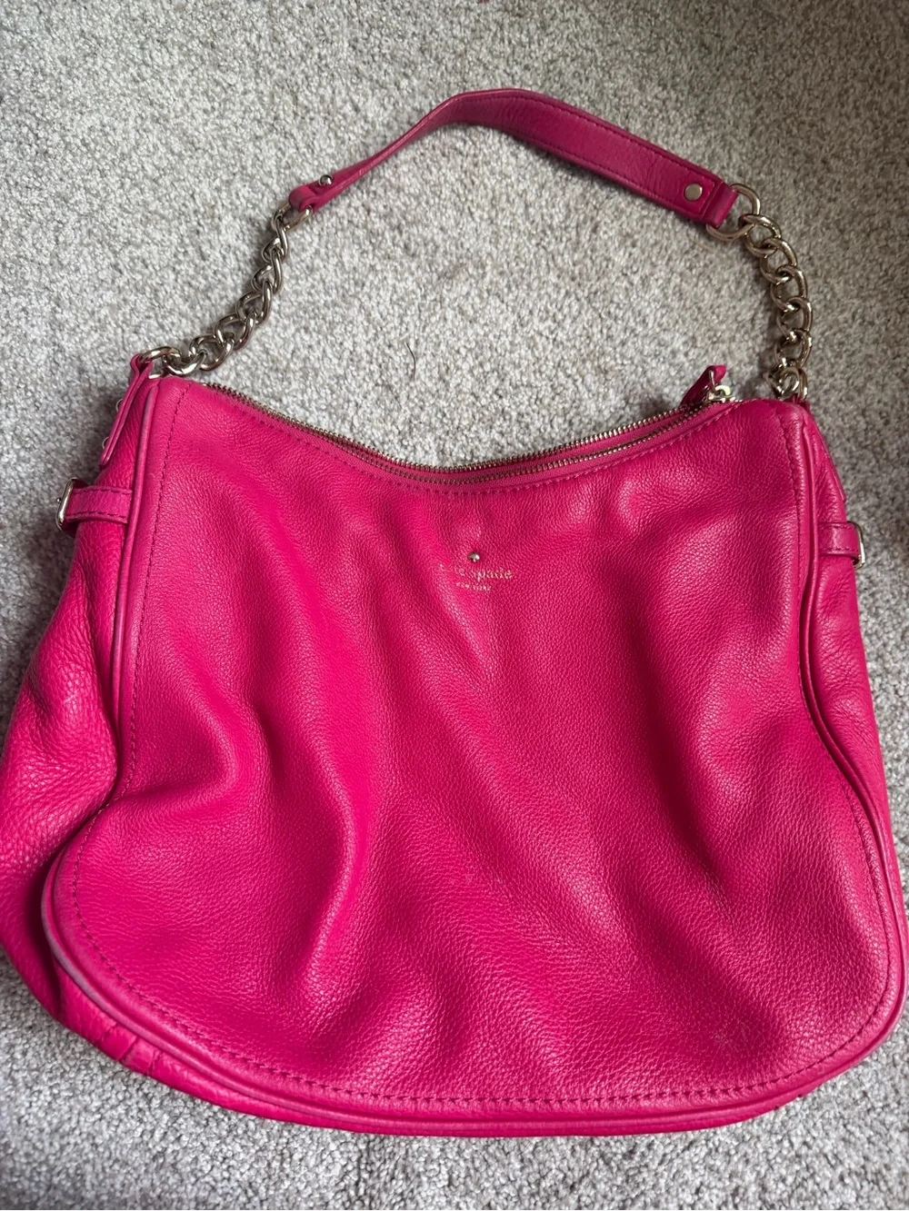 kate spade Hot Pink Pebbled Leather Chain-Handle Shoulder Bag